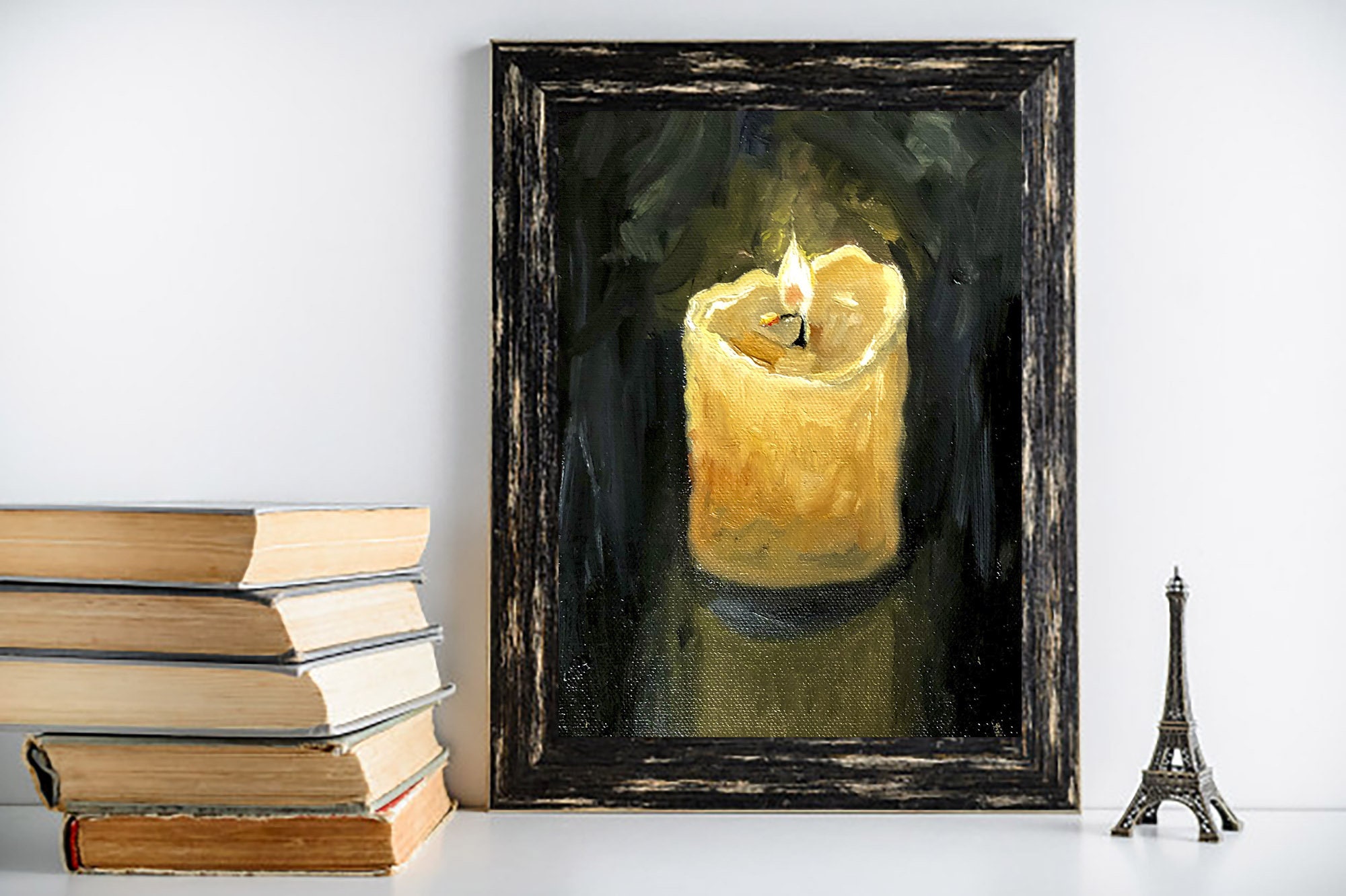 Oil painting original | fire| candle oil painted | candle | cozy candle |  home accessories | home decor | handmade | artwork | Art | oil