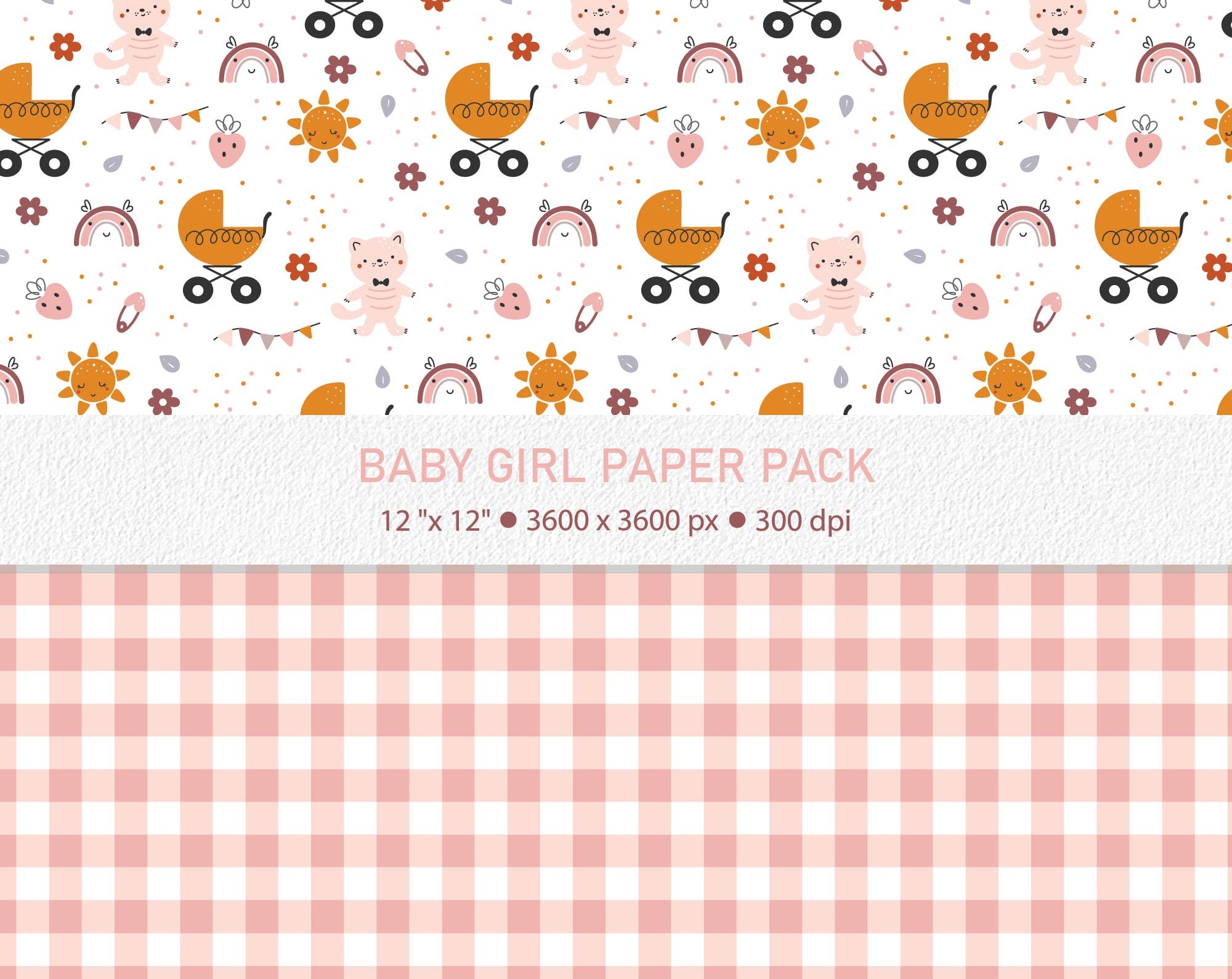 Baby girl digital paper pack baby scrapbook paper seamless Etsy