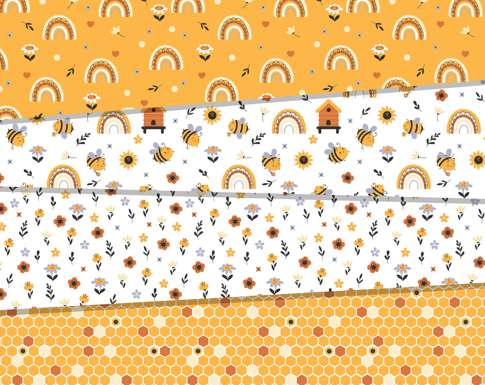 Bee digital paper pack scrapbook paper seamless Etsy