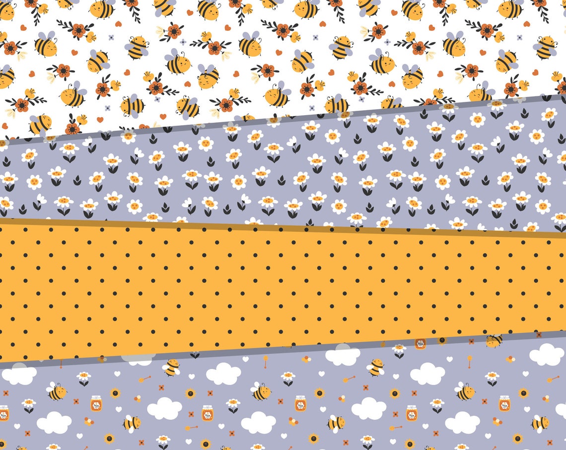 Bee digital paper pack scrapbook paper seamless Etsy