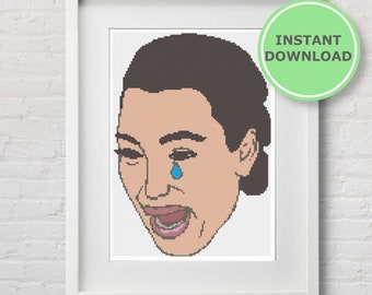 Kim Kardashian Crying Cross Stitch Pattern | Easy Counted cross stitch | instant download PDF pattern | modern cross stitch | hoop art