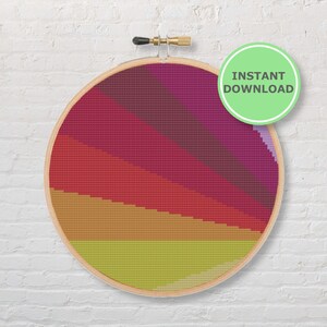 Rainbow Circle Cross Stitch Pattern | Easy Counted cross stitch | instant download PDF pattern | modern cross stitch | hoop art