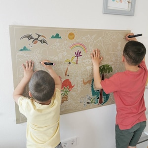 Affiche géante à colorier, grande affiche à colorier pour enfants, affiche extra large à colorier, cône scolaire du monde des dinosaures pour enfants