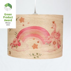 Deckenlampe Kinderlampe aus Holz Kinderzimmer handgefertigter Lampenschirm Prinzessin Schwan Regenbogen Weihnachtsgeschenk für Kinder