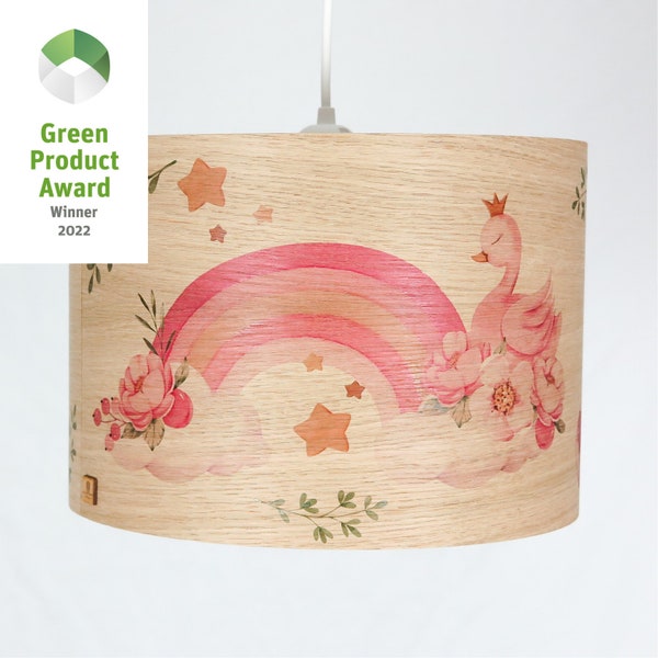 Ceiling lamp children's lamp wooden children's room handmade lampshade princess swan rainbow Christmas gift for children