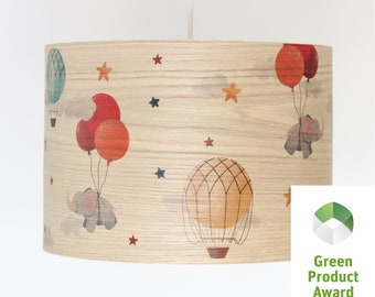 Ceiling lamp children&#39;s lamp made of wood children&#39;s room handmade lampshade elephant hot air balloon Christmas gift for children
