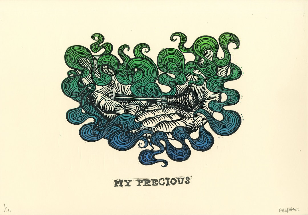 My Precious Reduction Linocut Print Pfeil Tool Inspired Etsy