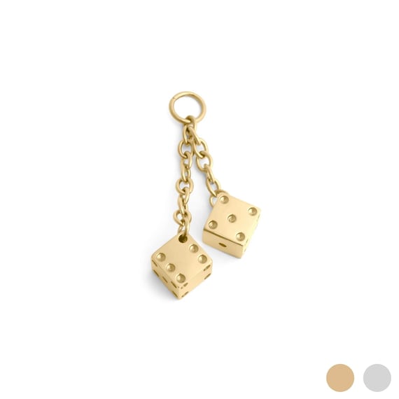 Gold Dice Charm Pendant: Minimalist Lightweight Design, Polished Finish