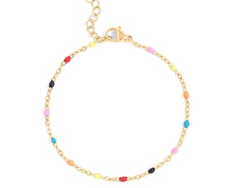 Pulsera Gold Confetti - Esmalte colorido, acero inoxidable ajustable