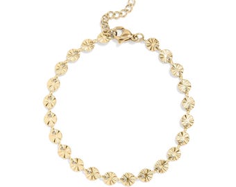Pulsera Sunburst: Cadena ajustable en tono dorado - Acero hipoalergénico