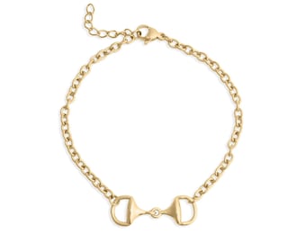 Horsebit Gold Bracelet, Polished Finish (Adjustable, Nickel-Free)