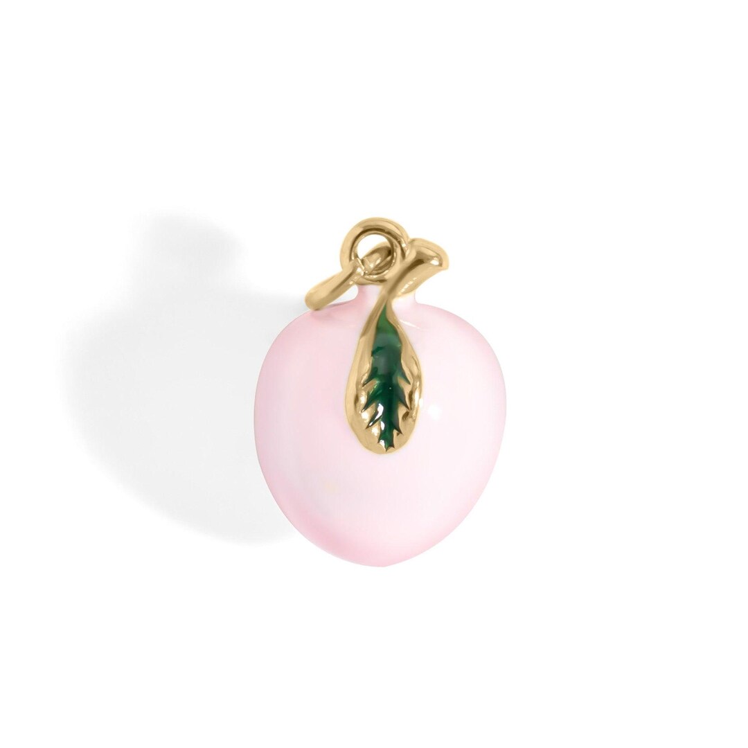 Peach Charm 18K Gold PVD Stainless Steel Enamel Jewelry Accent Piece - Etsy