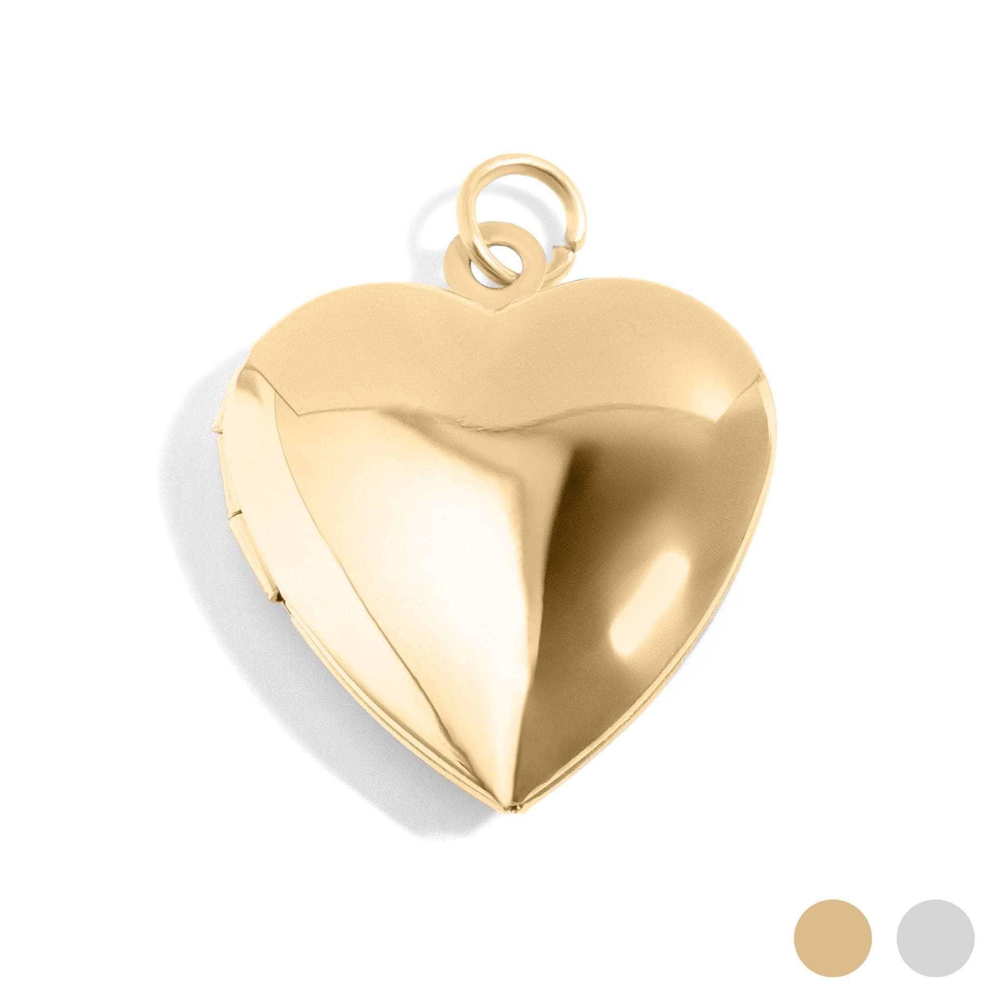 Heart Locket Necklace: Gold Tone Photo Pendant (Hypoallergenic Steel)