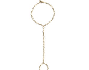 Gouden handketting: gehamerd ovaal ontwerp - lichtgewicht, 7,5 inch pols