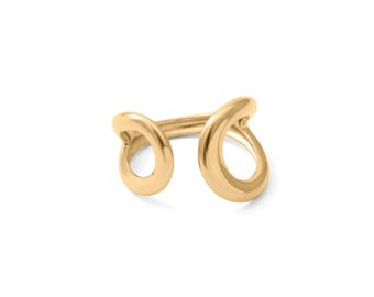 Halvemaanring: Verstelbare gouden open manchet (minimalistische sieraden)