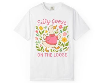T-shirt con stampa di anatra: stampa floreale rosa - morbido cotone