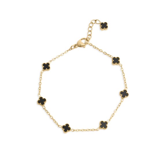 Gold Floral Bracelet: Small Adjustable Charm - 18K PVD Coating