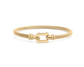 Gouden gesparmband: modern design - roestvrij staal, kleurecht
