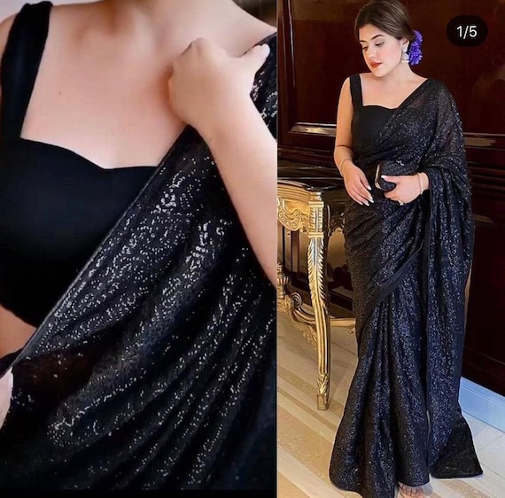 black saree party wear