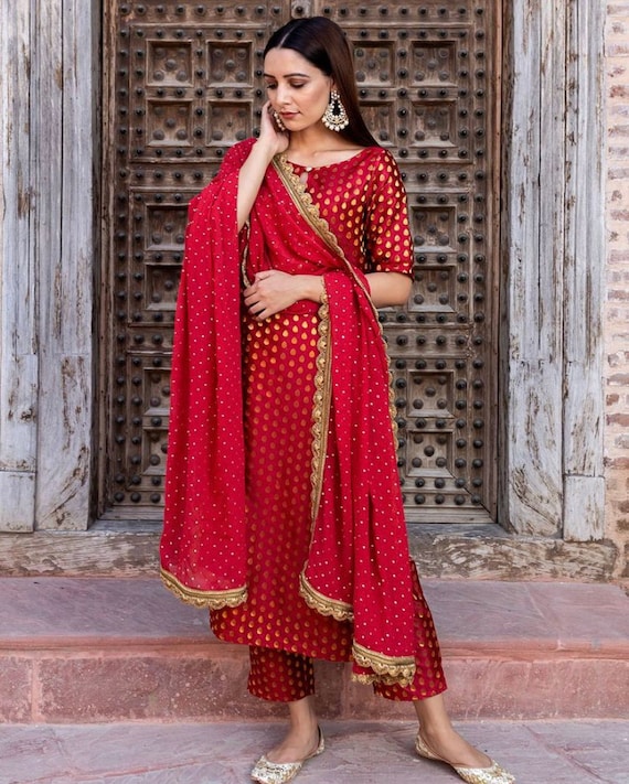 Indian Red Salwar Suit Lehenga Choli ...