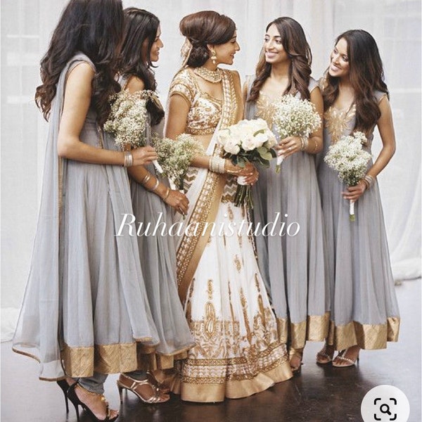 Bruidsmeisje Indiase jurk voor vrouwen bruidsmeisje ontwerper saree pailletten voor bruiloft bruidsmeisje lengha Indiase bruidsmeisjekleding