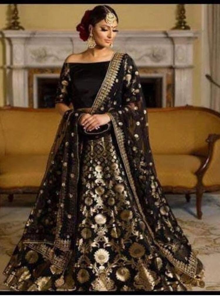 Indian Black Lehenga Choli for Women 