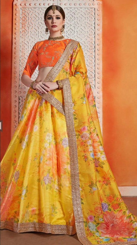 Indian Lehenga Choli for Women Yellow 