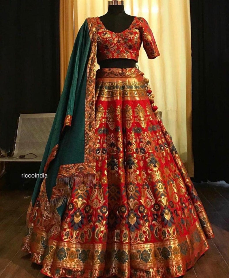 red gown with dupatta