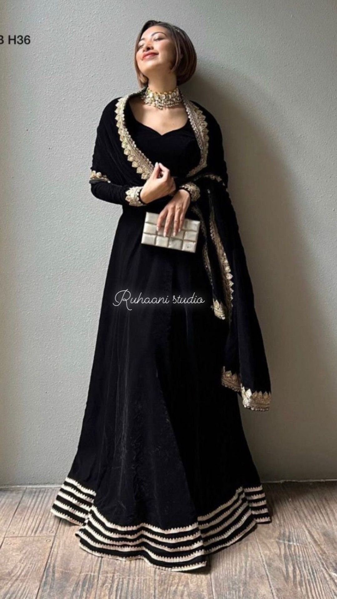 Buy Indian Gowns Online | Shop Indowestern Readymade Dresses UK: Black