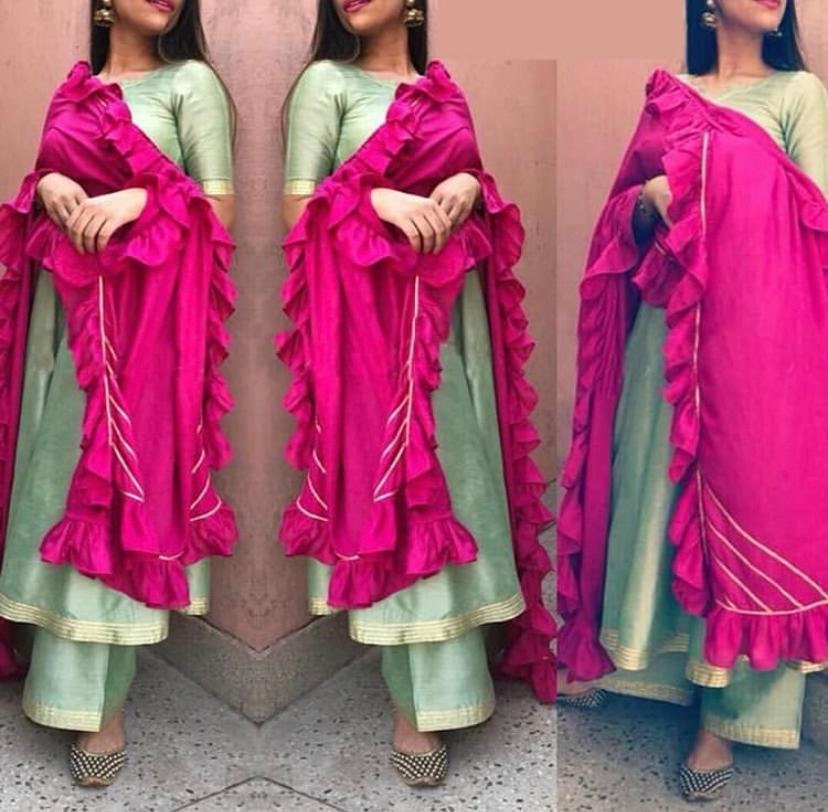 bridal suits with heavy dupatta