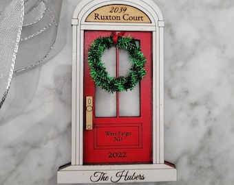 Custom front door christmas ornament, custom front door xmas ornament, address christmas gift, new house ornament, neighbor xmas gift