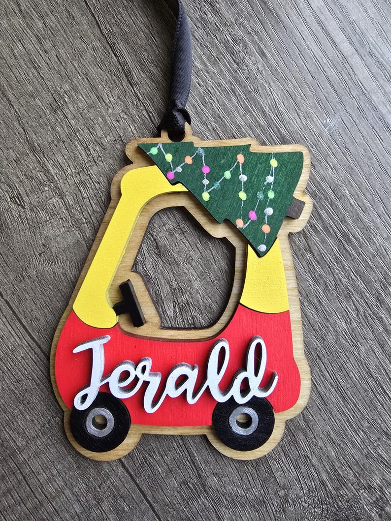 Custom Cozy Coupe Ornament, Cozy Car Xmas Ornament, Custom Kid Ornament