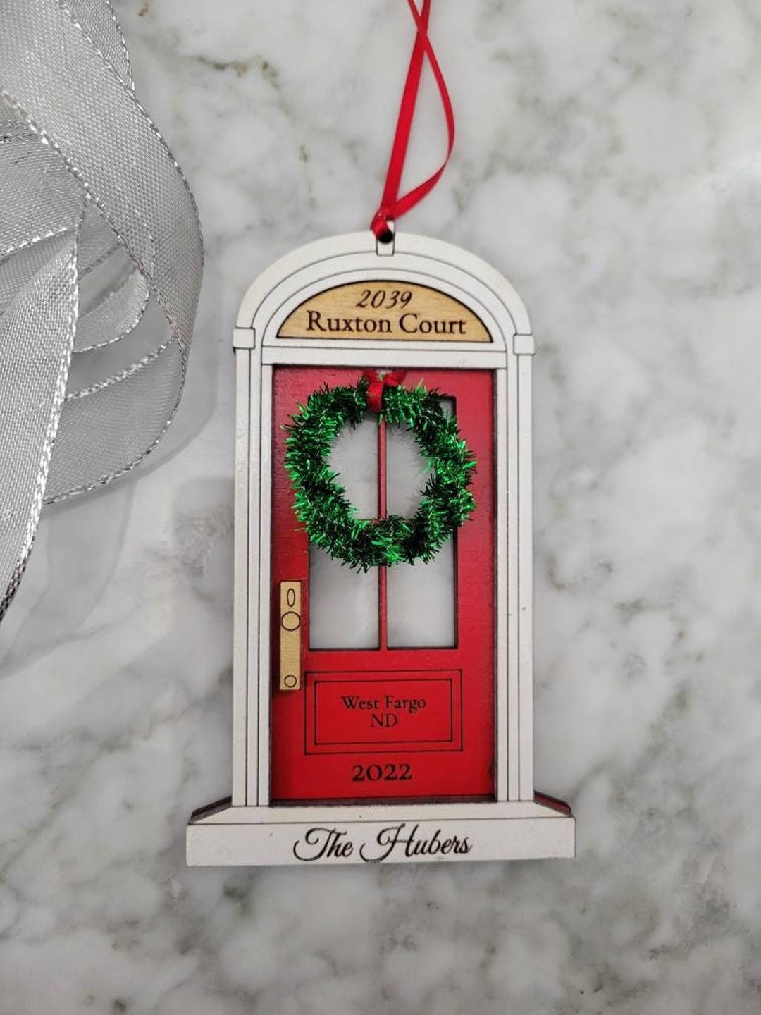 Custom Front Door Christmas Ornament, Custom Front Door Xmas Ornament