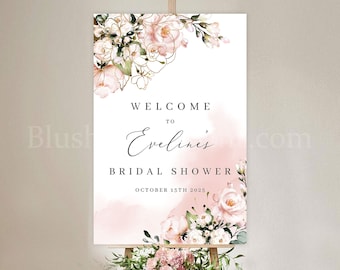 Boho Bridal Shower Welcome Sign Template, Fully Editable Welcome Sign, Blush Floral Welcome Porch Sign, Bohemian Poster TEMPLETT WATBLP7