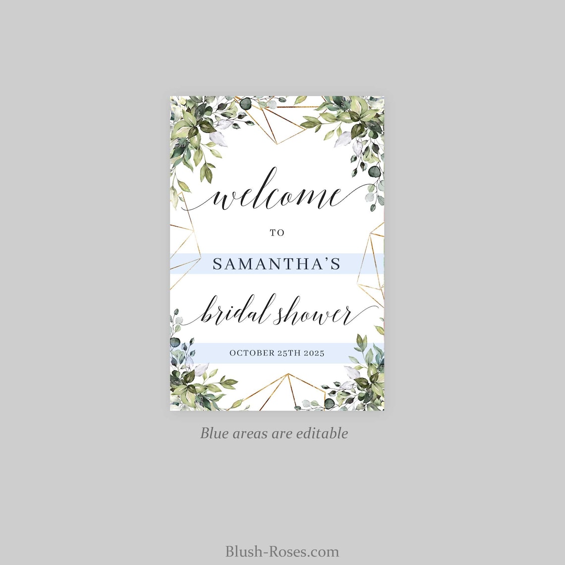 Greenery Welcome Sign Printable Template Edit Yourself Green - Etsy