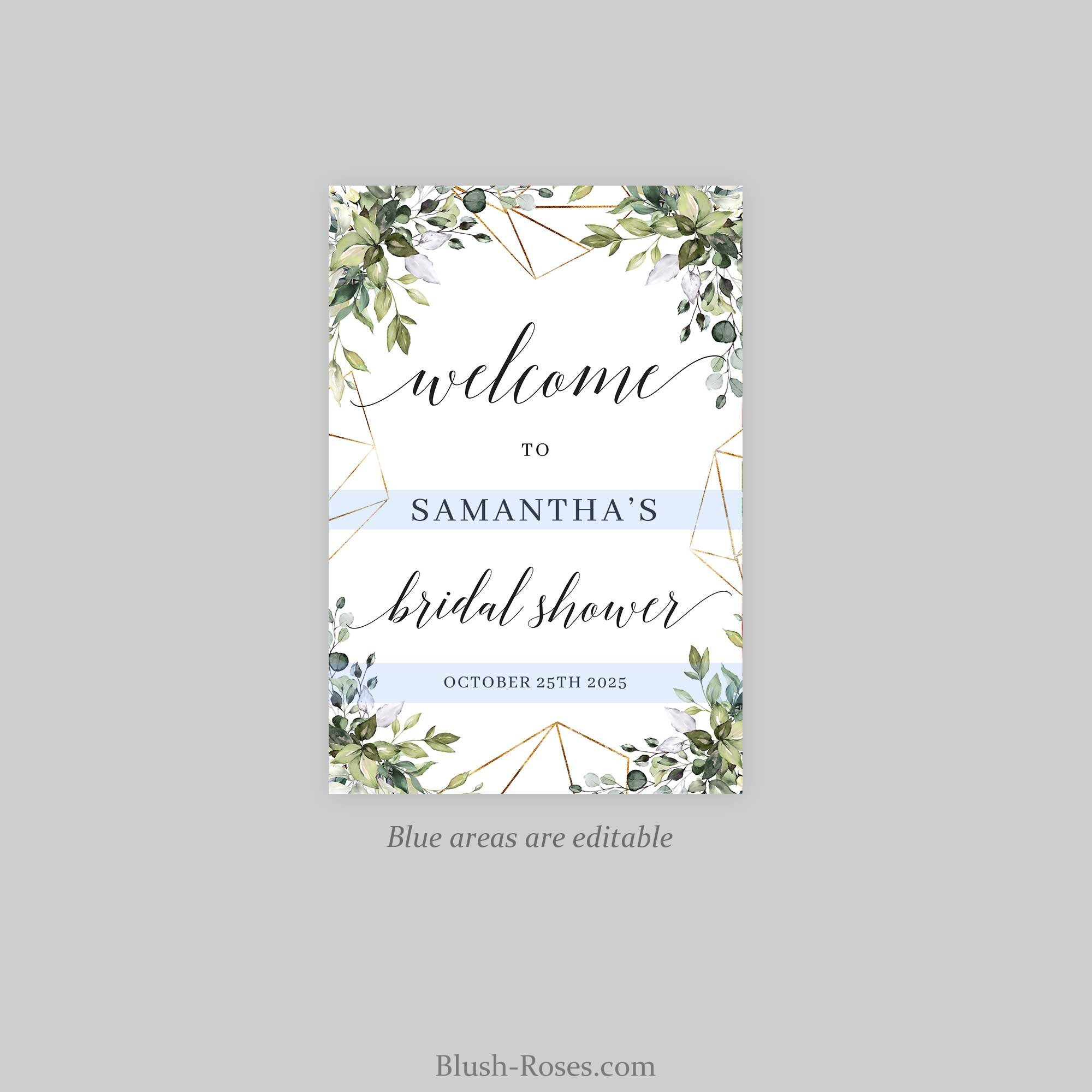 Greenery Welcome Sign Printable Template Edit Yourself Green | Etsy