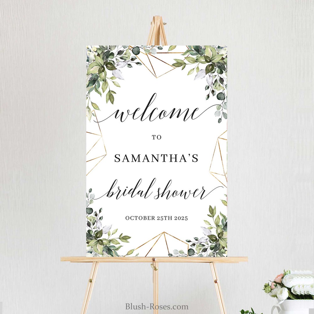 Greenery Welcome Sign Printable Template Edit Yourself Green - Etsy