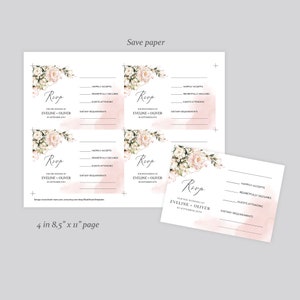 Blush Wedding Invitation Suite, DIGITAL DOWNLOAD, Boho Pink and Gold Floral, Printable Wedding Invitation Set, Rose Gold Wedding Set WATBLP7 image 5