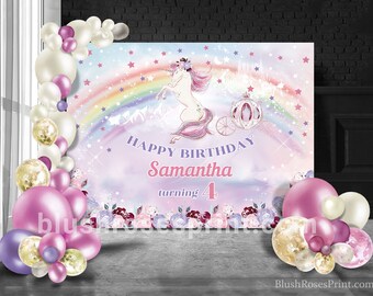 Unicorn Birthday Party Banner Template, Unicorn Birthday Backdrop, DIGITAL DOWNLOAD, Unicorn Photo Booth Printable, Personalized Backdrop