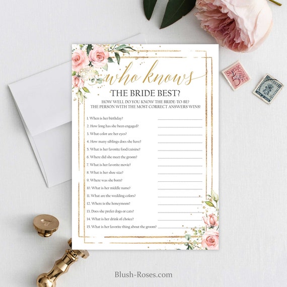 Who Knows the Bride Best Game Printable Template Editable Boho | Etsy