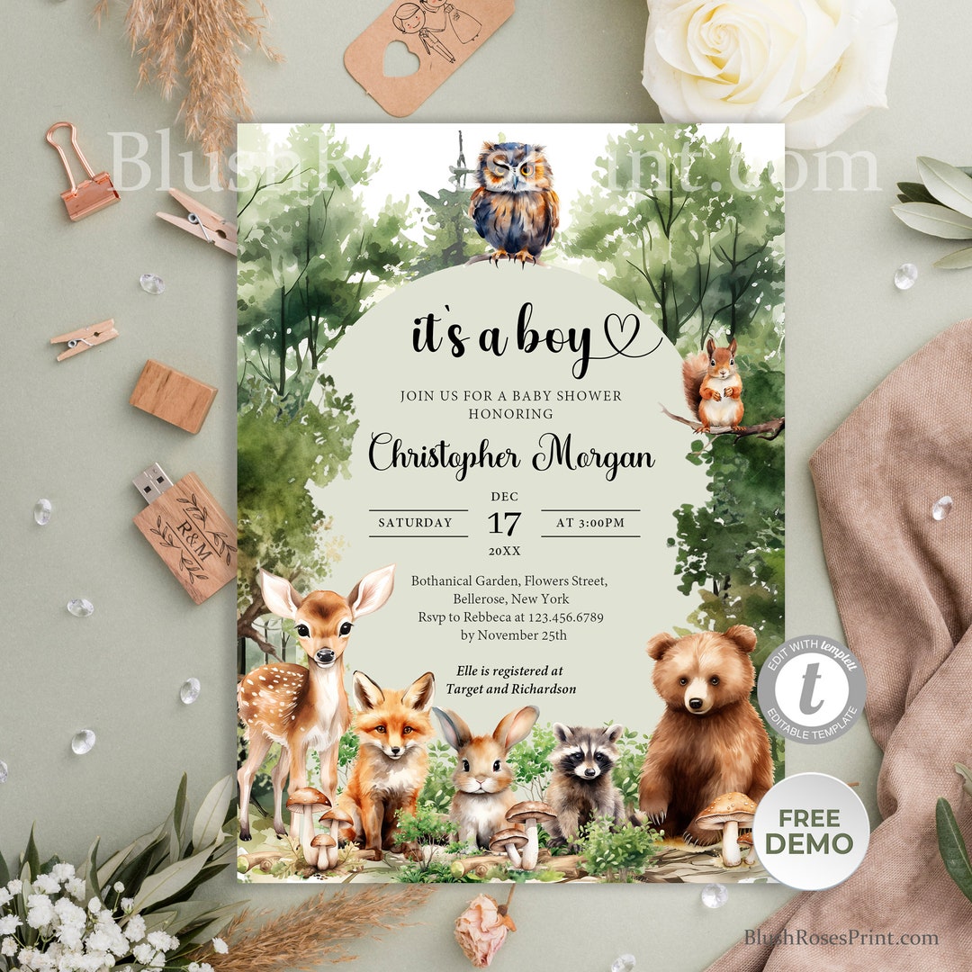 Woodland Baby Shower Invitations