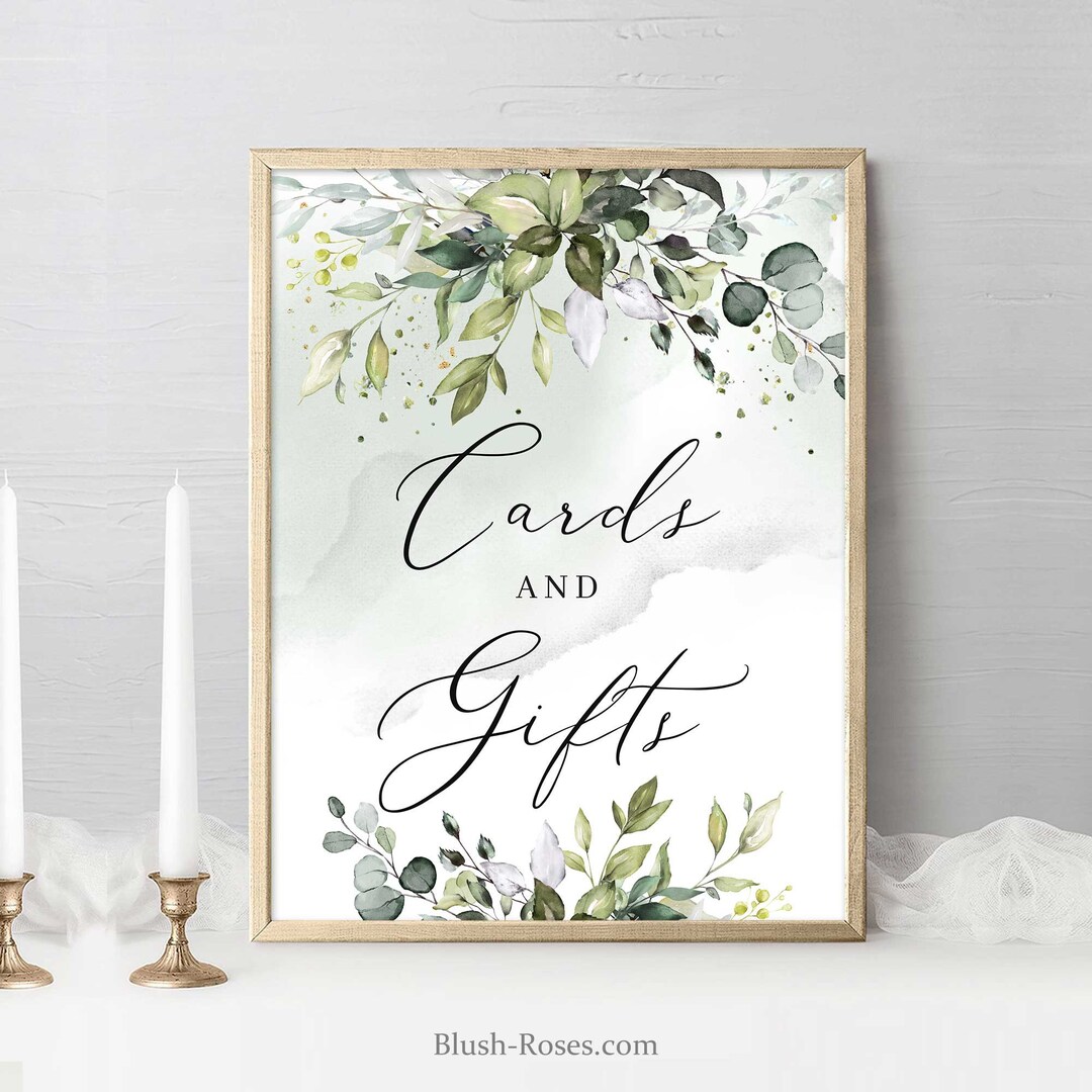 Greenery Foliage Cards and Gifts Sign Printable Template INSTANT ...