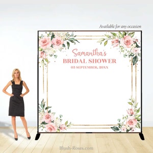 Boho Blush Floral Backdrop Template, Boho Pink and Gold Party Banner, DIGITAL DOWNLOAD Prop, Pink and Gold Geometric Backdrop BD68