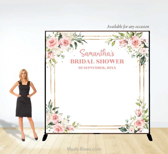 Boho Blush Floral Backdrop Template Bohemian Pink and Gold Etsy