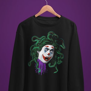 Pop Art Unisex Sweatshirt, Clown Sweatshirt, Medusa Sweatshirt, Art History Sweatshirt, Snake Sweatshirt, Colorful Sweatshirt