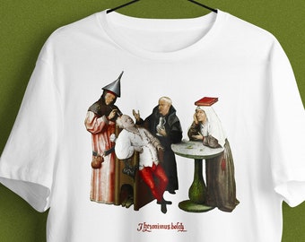 T-shirt unisexe Hieronymus Bosch, Extraire la pierre de la folie, Tshirt drôle, T-shirt d’histoire de l’art, T-shirt Mème, Art médiéval