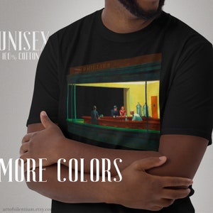Camiseta Nighthawks Unissex | Camiseta Edward Hopper Art | Camiseta Aesthetic Bar Painting | Camiseta Classic American Realism | Presente de Museu