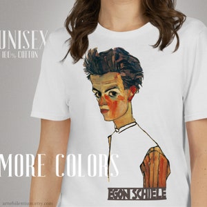 Egon Schiele T-Shirt, Aesthetic Clothing, Famous Artist Unisex T-shirt, Expressionist art tee, self-portrait art t shirt, brown print tee
