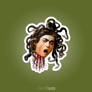 Adesivo Medusa, adesivo Caravaggio, adesivo de história da arte, adesivo assustador, adesivo brutal, adesivo de cobra