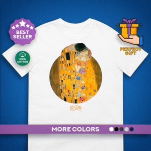 Camiseta unisex El beso / Camiseta con el arte de Gustav Klimt / Camiseta estética vintage / Ropa Art Nouveau / Regalo de pintura clásica